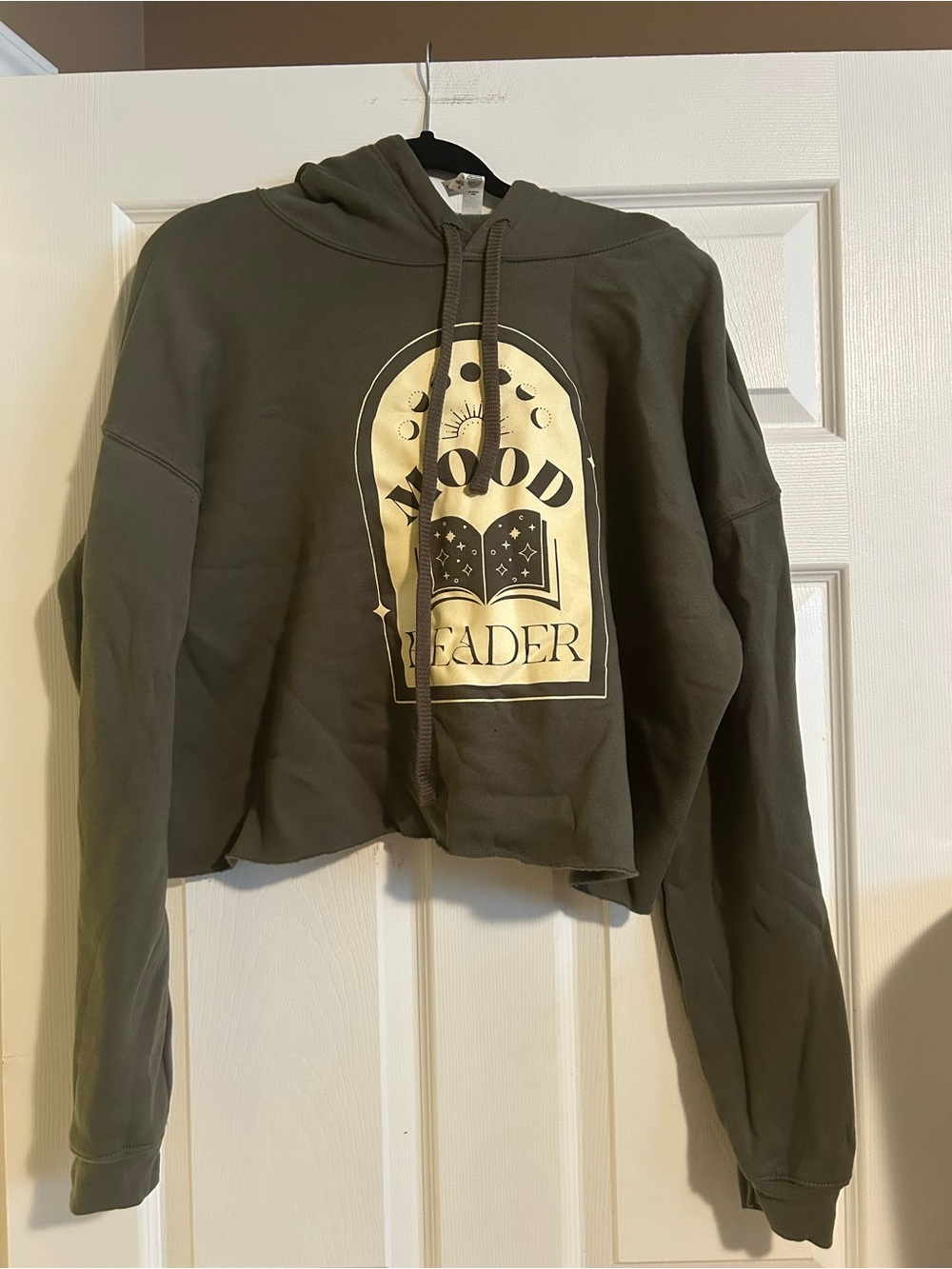 Bella+Canvas Olive Green Hoodie with Cream Graphic